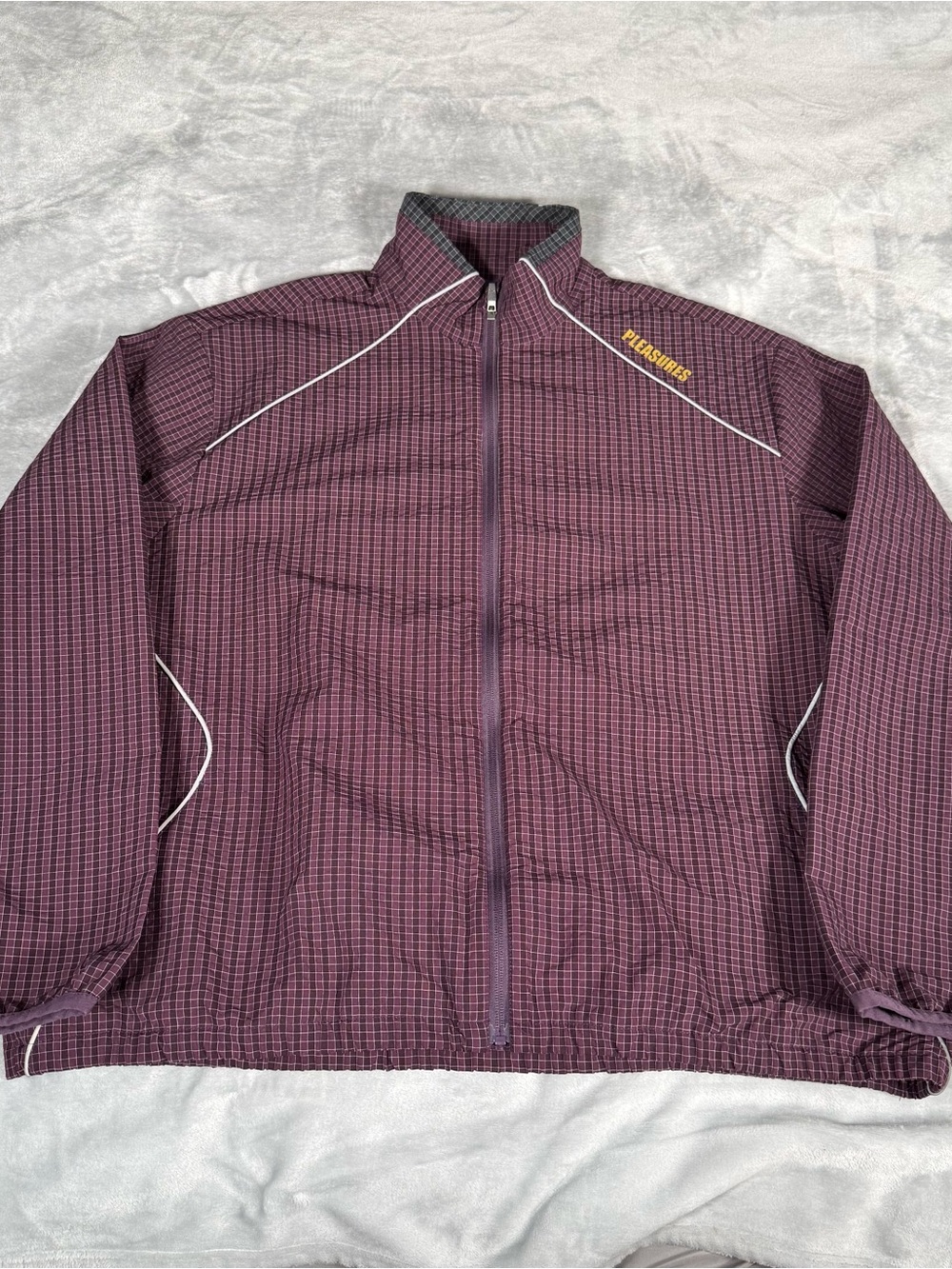 Pleasures Neutron Track Jacket Mens 2XL Reflective Full Zip Eggplant